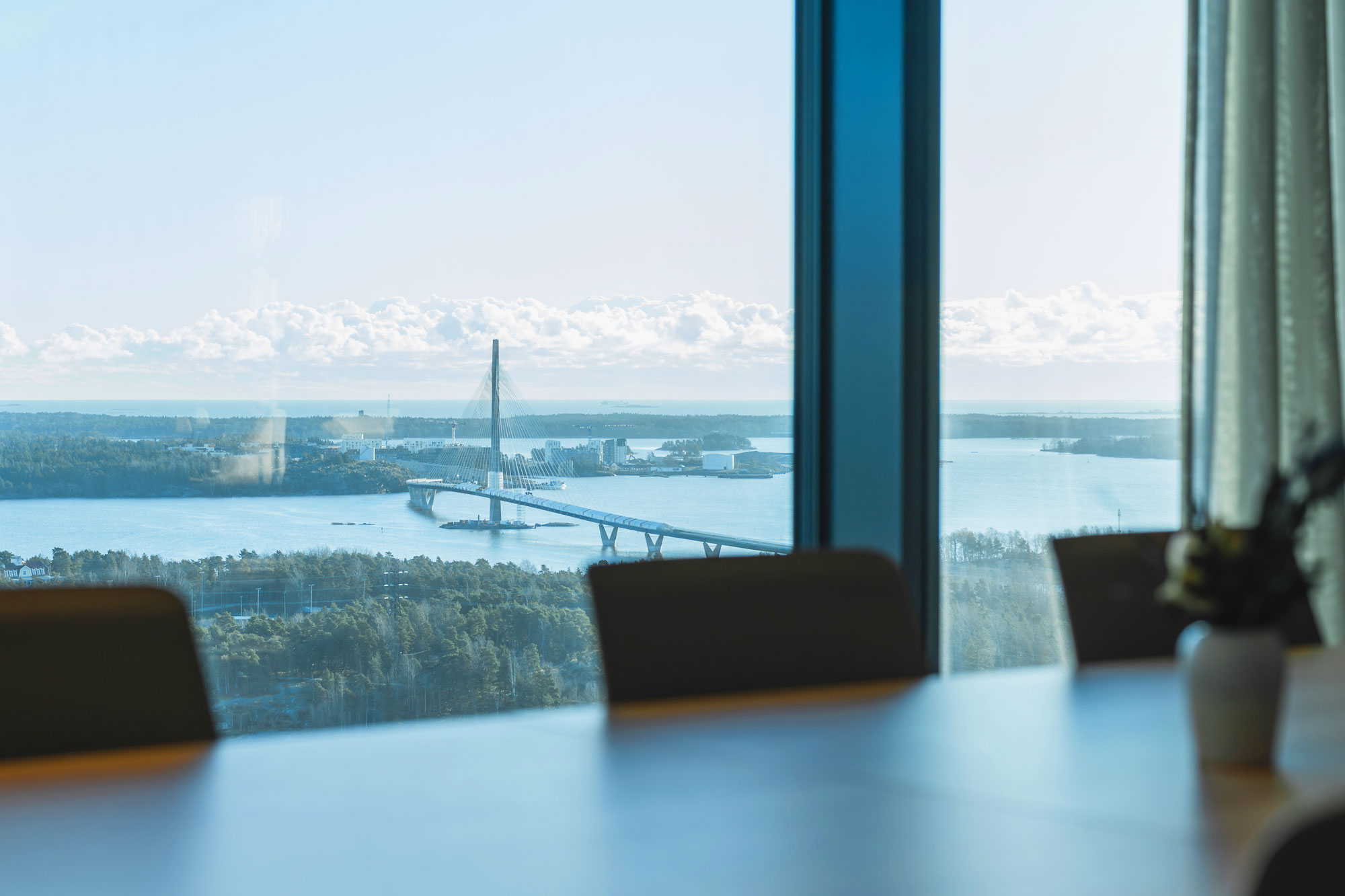 Näkymä merelle Horisontin Huippu kokous- ja tapahtumatilasta.