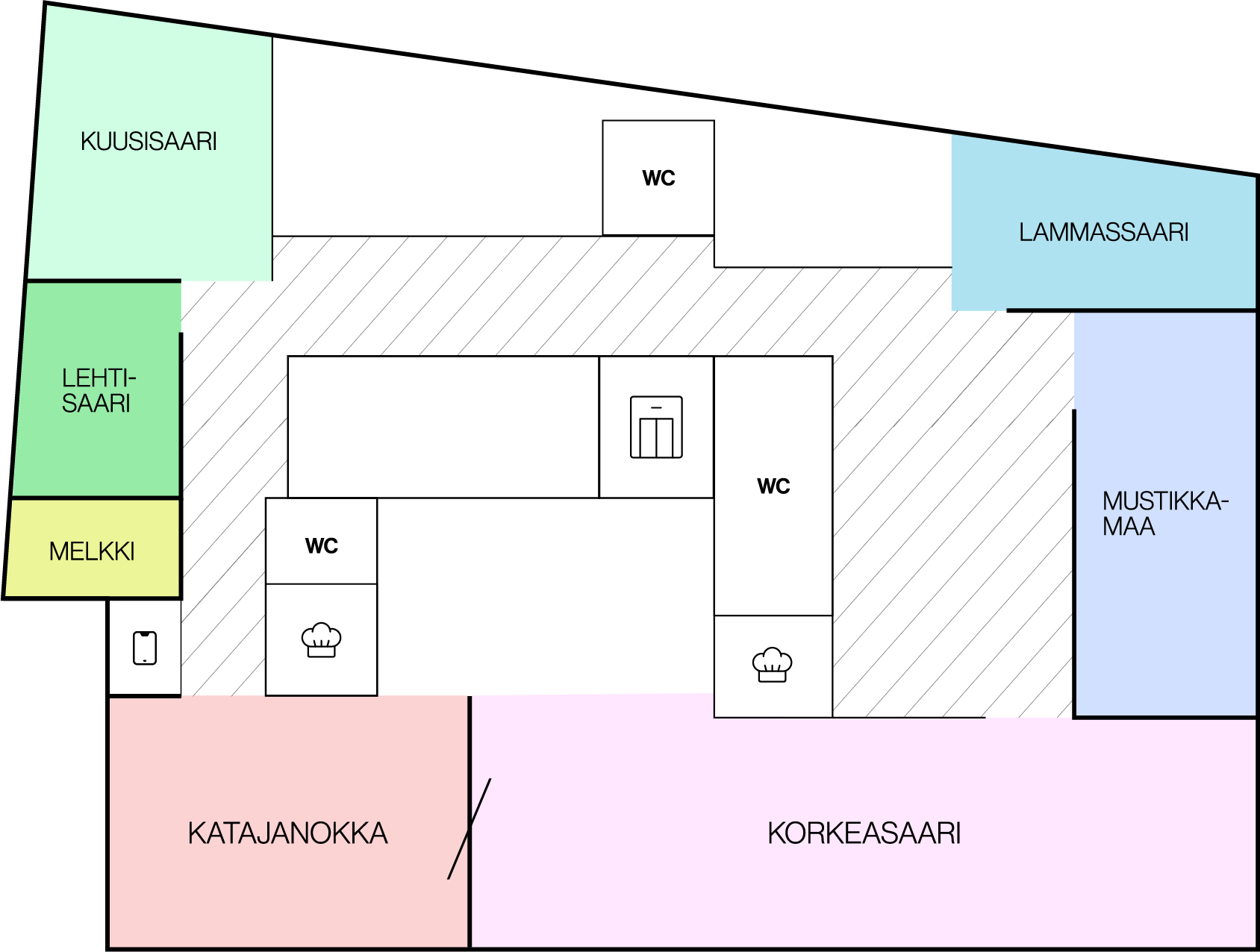 Horisontin Huippu kokous- ja tapahtumatila kartta.
