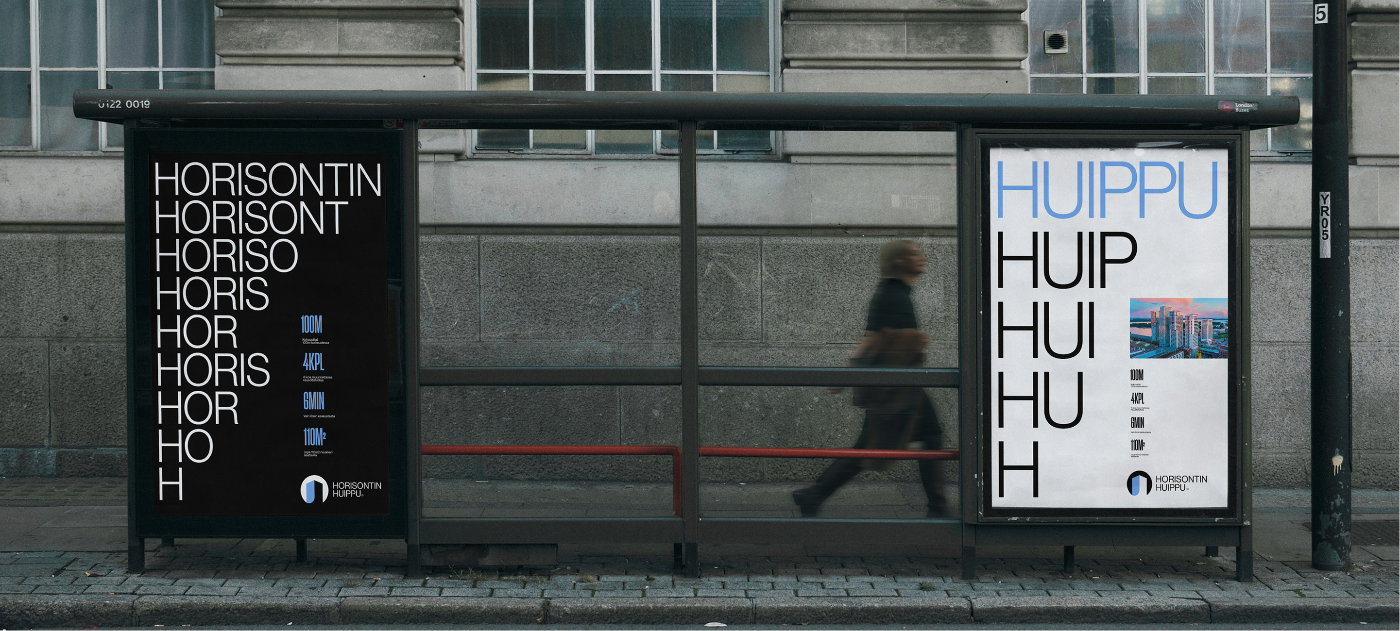 Horisontin Huippu mainos bussipysäkillä.